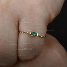 DescriptionGenuine 0.13 Ct. Baguette Cut Zambia Emerald Gemstone Chain Ring in Solid 14K Yellow Gold Emerald Wedding Ring Minimalist Jewelry Gift≫ Features• Items Code: SGR01608 • Metal: 14K Solid Gold (18K also available - Additional fees may apply)• Solid 14K Yellow Gold with stamped• More option in gold color: Rose gold, yellow gold, White gold• Emerald Gemstone:- 0.13 Ct.• Ring Size :-  2 to 10≫ FAQ below for more detail.✦ For International Buyer - Customs and import taxes................... Dainty Emerald Cut Baguette Diamond Jewelry, Dainty Jewelry With Baguette Emerald Cut Diamonds, Minimalist 14k Gold Baguette-cut Jewelry, Minimalist 14k Gold Baguette Cut Jewelry, Minimalist 14k Gold Jewelry With Baguette Cut, Dainty Baguette Jewelry For Anniversary, Gold Emerald Wedding, Wedding Ring Minimalist, Emerald Wedding Rings