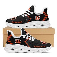 Personalized Name Cincinnati Bengals Sporty Max Soul Sneakers Running Sports Shoes For Men Women Football Fashion, White Sneakers Women, Expressive Fashion, Cincinnati Bengals, Running Sneakers, Classic Silhouette, Dinosaur Print, Sneakers White, Sneakers Black