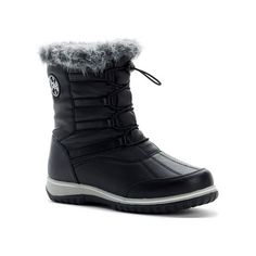 The Adele Snow Boots from Totes enhances your winter gear collection and preps you for chilly (and snowy) days ahead! The puffer-style exterior is stylishly paired with a contrast trim and lining that surrounds your feet in warmth and plush softness. Slip-on styling with a bungee front ensures a secure fit with easy adjustments throughout your daily commutes or while showing off your snowman-making skills. Size: 8.  Color: Black.  Gender: female.  Age Group: adult. Plus Size Boots, Cozy Winter Boots, Thick Heel Boots, Women Heel Boots, Patchwork Boots, Ankle Snow Boots, Puffer Style, Boots Wide, Womens Waterproof Boots