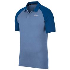 Nike Dri-Fit Golf Dry Raglan Short Sleeve Polo Shirt Nike Dry Fabric Helps You Stay Dry & Comfortable Raglan Sleeves Allow Natural Range Of Motion Hidden-Button Placket Fold-Over Collar Hem Vents Very Breathable Regular Fit New With Tags Attached. Sporty Blue Collared Polo Shirt, Fitted Nike Shirt For Sports, Fitted Nike Sports Shirt, Nike Fitted Sports Shirt, Nike Fitted Shirt For Sports, Sporty Blue Shirt For Sports, Blue Collared Sporty Tops, Sporty Nike Tops For Golf, Fitted Blue Polo Shirt For Sports