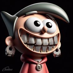 a cartoon character with big eyes and teeth