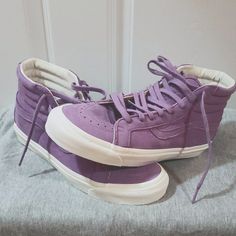 Worn Less Than 3 Times, So Shoe Basically Looks Brand New. Sole Looks Brand New, See Pictures Attached. Upper Is Made Out Of Incredible Soft Suede And Shows No Signs Of Damage. Mens Size 9.0 And Women's Size 10.5. Purple Suede Sneakers With Round Toe, Purple Suede Lace-up Sneakers, Casual Purple Suede Sneakers, Purple Vans High-top Sneakers, Trendy Purple Vans Sneakers, Mist Color, Vans Vault, Sk8 Hi, Women's Vans