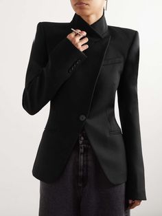 ALEXANDER MCQUEEN Asymmetric wool blazer | NET-A-PORTER