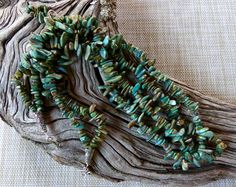 29 Inch Southwestern Double Strand Genuine Green Petal Turquoise Necklace with Earrings Southwestern Style Green Single Strand Jewelry, Southwestern Single Strand Green Turquoise Necklace, Southwestern Green Turquoise Necklace, Green Nickel-free Southwestern Necklace, Southwestern Multi-strand Turquoise Beads, Santa Fe Style, Double Strand Necklace, Coral Necklace, Southwestern Style