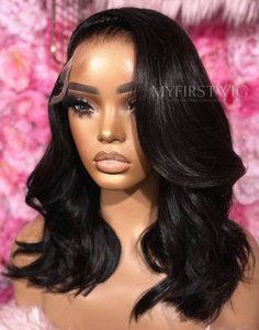 OpHair - Side Part Wavy Shoulder Length Glueless Invisible Lace Wig - OPH009 Side Part 22 Inch Wig, Prom Lace Front Wigs, Side Part Bob With Layers, Black Hairstyles Side Part, Side Part Lace Closure Sew In, Side Part Short Curly Hair, Shoulder Length Wig Black Women, Long Wig Styles, Frontal Wig Hairstyles Side Part