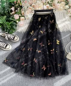 Shiny tulle sequins skirt girl skirtFabric: tulle, sequinsColor: black, pink, champagne, white, graySize(cm): free sizelength 77 waist 56-88 Space Skirt, Black Skirts, Butterfly Skirt, فستان سهرة, Sequin, Tulle Dress, Fancy Dresses, Stylish Dresses, Skirt Outfits