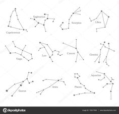 zodiac signs and their names on white background stock photo - 549782