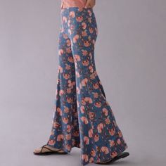 Fun Flare Pants From Anthropologie. Nwt. Size 14. Retro Vibes! Stretch Wide-leg Floral Print Pants, Stretch Wide-leg Pants With Floral Print, Stretch Floral Print Wide-leg Pants, High Waist Floral Print Bottoms With Relaxed Fit, Fitted High Waist Floral Print Wide Leg Pants, Fitted Floral Print Wide Leg Pants, Stretch Wide Leg Pants With Floral Print, Floral Print High-waisted Lounge Pants, Pink Floral Non-stretch Bottoms