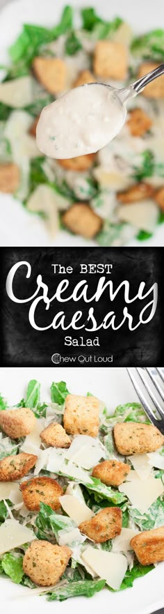 the best creme caesar salad with parmesan cheese and spinach leaves is ready to be eaten