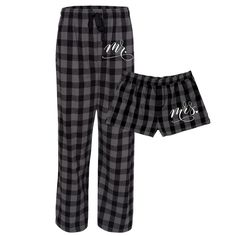 Our Mr. & Mrs. Flannel Pajama Set will have you cozied up and feeling fantastic! This set of 2 pajama bottoms comes in vibrant buffalo plaids with white embroidery on the hip. Perfect for Anniversary, Christmas, Engagement or Couples Gifts or any other cool weather day. The set comes with flannel pants for him and flannel boxers for her. GIRLY BOXERS Junior Fit XS - XL Ruffled Hem Satin waistband and tie ribbon 100% cotton Roomy, and super soft feel Features a 1" inseam, false fly with butto