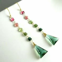 Cut Watermelon, Gemstone Jewelry Handmade, Work Jewelry, Green Quartz, Watermelon Tourmaline, Square Cut