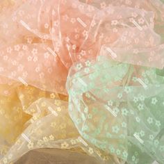 Cinquefoil Flowers Netting Mesh Fabric by the Yard - OneYard Bridal Apparel, Flower Tulle, Daffodil Yellow, Wedding Party Decor, Mesh Netting, Tulle Fabric, Yellow Flower, Peach Pink, Bridal Outfits