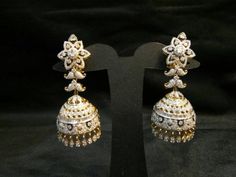 Diamond Jhumkas photo Diamond Bangles Designer Latest, Gold Jumkas, Big Diamonds Necklace, Diamond Earrings Designs, Mens Diamond Stud Earrings, Diamond Jhumkas, Diamond Danglers, Jhumka Designs, Diamond Earrings Design