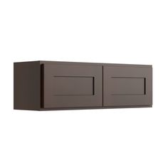 a brown cabinet with two doors on it