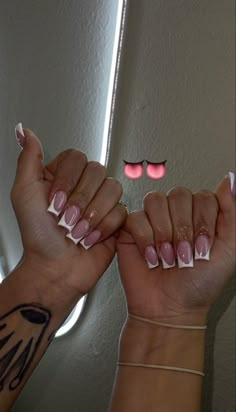 Nail Ideas Square Short, Square French Tips, Pink French Tip Nails Square, White Acrylic Nails, Work Nails, French Tip Acrylic Nails, Exotic Nails, Acrylic Nails Coffin Pink