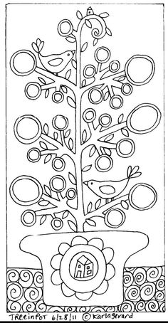 a coloring page with an image of a tree