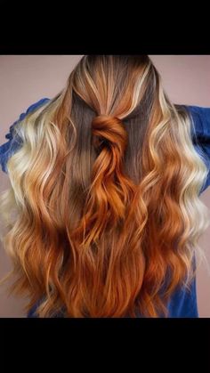 Ginger Hair Brown Highlights, Color Hair Trends 2024, Calico Hair Color Hairstyles, Tricolor Hair, Highlights Brown Hair Short, Orange Brown Hair, Fox Hair Dye, Calico Hair