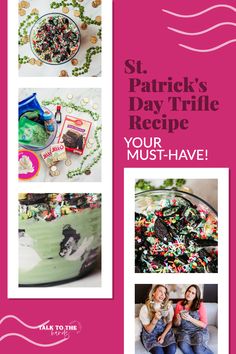 the st patrick's day trifle recipe is featured in this postcard design