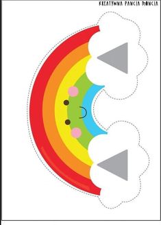 an image of a cut out of a rainbow with two faces and one eye in the center