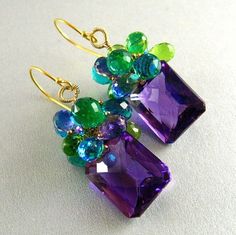 Purple And Green, Beads And Wire, Diy Schmuck, Hand Made Jewelry, Pretty Jewellery, Jewelry Projects, Craft Inspiration