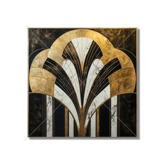 an art deco painting with gold and black accents