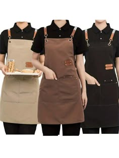 1pc Canvas Waterproof Dining Apron With Pockets, Perfect For Coffee Bars, Restaurants, Milk Tea Shop Flower Shop Coffee Baker Waterproof Waist Overalls For Women Multicolor    Polyester     Kitchen & Dining, size features are:Bust: ,Length: ,Sleeve Length: Barista Uniform, Barista Outfits, Cafe Uniform, Cafe Apron, Restaurant Aprons, Restaurant Uniforms, Coffee Shop Ideas, Work Uniforms, Apron Designs