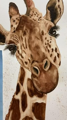 a painting of a giraffe's head and neck