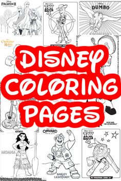 the disney coloring pages are in red and white