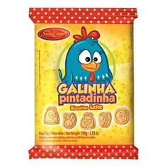 a bag of cookies with an image of a blue bird on the front and yellow background