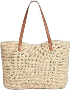 Casual Woven Tote Shoulder Bag, Beige Casual Crochet Bag For Travel, Casual Beige Beach Tote Bag, Casual Beige Crochet Bag For Travel, Casual Woven Shoulder Bag, Casual Beige Tote Beach Bag, Casual Everyday Woven Beach Bag, Casual Satchel Weekender Bag, Casual Large Capacity Shoulder Bag For Vacation