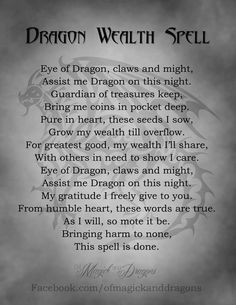 Dragon Protection Spell, Dragons In Witchcraft, Dragon Spells Magic, Morning Spells, Immortality Spell, Dragon Witchcraft, Justice Spells, Dragon Spells, Dragon Spell