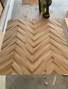 a close up of some wood planks near a fire hydrant