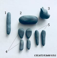 some rocks are shown with numbers on the top and bottom one is numbered in blue