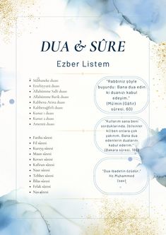 a blue and white poster with the words dua & suree