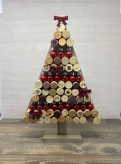 a christmas tree made out of wine corks