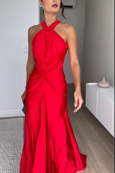 Step into the spotlight in our Amara Red Halterneck Maxi Dress! The vibrant red color will make you stand out. The halterneck design adds a touch of elegance, while the satin fabric gives off a luxurious feel. Perfect for a special occasion, this dress will make you feel confident and stylish.Size(cm)/ (inch)SMLBust84889232.7634.3235.88Waist64687224.9626.5228.08Hips90949835.136.6638.22Material: Polyester *The above data is for flat dimensions, and the high elastic fabric can be stretched. *The above data is for reference only, please choose based on your usual purchase code. *This size chart is manually measured and may have an error of approximately 1-3CM. Satin Sleeveless Maxi Dress For Red Carpet, Red Carpet Sleeveless Satin Maxi Dress, Sleeveless Satin Maxi Dress For Red Carpet, Red Halter Dress For Party, Halter Neck Ruched Evening Dress, Elegant Satin Maxi Dress For Red Carpet, Red Sleeveless Halter Dress For Evening, Red Sleeveless Halter Dress For Prom, Ruched Halter Neck Evening Dress