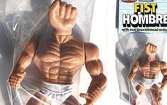 an action figure is shown in the packaging for its appearance as a man with muscular arms and legs