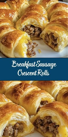 breakfast sausage crescent rolls on a white plate