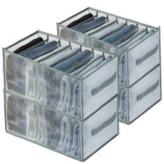 PRICES MAY VARY. Nylon,polyester 【4PCS Wardrobe Clothes Organizers】4 pack Multifunctional clothes organizers/Drawer clothes organizer set for folded clothes,pants,jeans,sweaters,shirts,baby clothing. 【Larger Capacity Clothes Storage】This Package Include 4PCS FOLDED CLOTHES organizers ( 7 comparentments), size 17.3(L) × 9.8(W) × 7.8(H) Inch, Larger and Higher than regular size. 【Upgrade Material Clothing Organizer】These Clothes Organizers are made of premium nylon and polyester, strong for long-t Organized Drawers Clothes, Wardrobe Clothes Organizer, Sweater Organization, Clothes Drawer Organization, Pant Storage, Folded Clothes, Clothes Drawer, Clothes Storage Boxes, Clothes Closet Organization