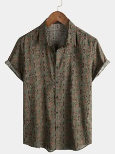 Men's Vintage Paisley Print 70s Button Up Green Boho Retro Tribal Shor – Atlanl Cheap Green Shirt With Camp Collar, Paisley Print Shirt, Textured Shirt, Vintage Paisley, Men Cream, 70s Boho, Vintage Hawaiian Shirts, Boho Green, Boho Retro