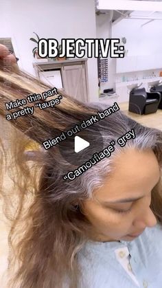 Camouflage Hair Color, Hair Colour Transition To Grey, Covering Greys With Highlights, Grey Hair Cover Up Ideas, Hair Highlights For Grey Hair, Grey Hair Blending Highlights, Blonde Hair For Grey Coverage, Face Framing Highlights Gray Hair, Blonde Brown Grey Hair