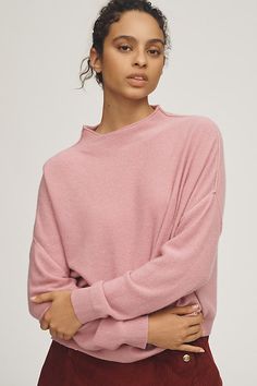 Pilcro The Alani Cashmere Mock-neck Sweater Fall And Winter Outfits, Edgy Chic, Mock Neck Sweater, Sleeve Detail, Cashmere Sweater, White Sweaters, Deep Purple, Cashmere Sweaters, Colorful Sweaters