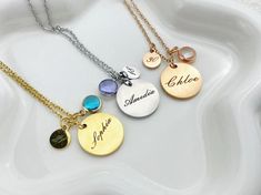 ✨ Personalized Name Necklace ✨ Silver Name Necklace ✨ Gold Name Necklace ✨ Personalized Jewelry ✨ Custom Name Necklace ✨ Gift for Her ✨ Christmas Gift ✨ Mother`s Day Gift ✨ Gift For Mom Personalised Name Age Necklace,Birthstone Name Necklace,Engraved Disc Necklace for Women,Birthstone Pendant Jewelry,Birthday,Christmas Gifts Combining a beautiful piece of jewelry with the name of a loved one makes this jewelry unique and special, and makes for a perfect jewelry gift. With a wide choice of fonts Handmade Adjustable Charm Necklace For Birthday, Handmade Adjustable Charm Necklaces For Birthday, Adjustable Handmade Charm Necklaces For Birthday Gift, Handmade Round Necklace For Birthday, Charm Birthstone Necklace For Birthday Gift, Round Charms Birthstone Necklace Birthday Gift, Round Charm Birthstone Necklace For Birthday Gifts, Round Birthstone Necklace With Charms For Birthday, Round Charm Necklaces For Birthdays