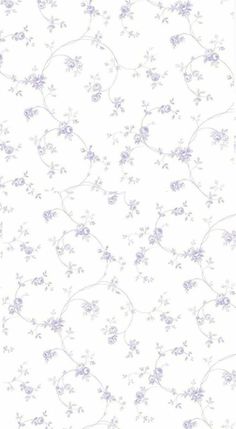 a white and purple wallpaper with small flowers on the bottom half of it,