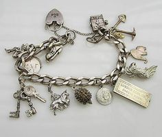 Vintage Sterling Silver English Check Bible Movable 13 Charm 42.6 Gram Bracelet | eBay Vintage Silver Charm Bracelet, Men Charm Bracelet, Vintage Charm Bracelet Silver, Silver Charm Bracelets, Silver Charm Bracelet For Formal Occasions, Vintage Sterling Silver Charm Bracelet, Vintage Jewelry Silver, Charm Bracelet Aesthetic, Jessica Core