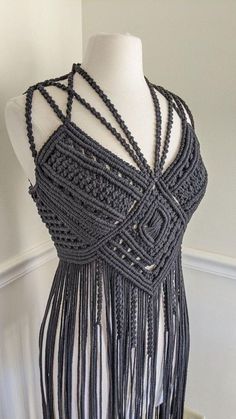 Corset Festival Outfit, Macrame Corset, Clothing Tutorial, Cut Shirt Designs, Macrame Fashion, Dress For Ladies, Metal Dress