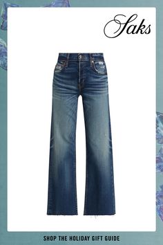 These wide-leg jeans from Re/done are crafted of stretch denim and highlight fading through the thighs, distressed detailing, and a raw hem. This mid-rise style features classic five-pocket styling and a zip fly with button closure. Five-pocket style Raw hem Zip fly, button closure 98% cotton/ 2% polyurethane Machine wash Imported SIZE  FIT Rise: about 9.5 Inseam: about 27 Model measurements: 5'10 tall Model is wearing a US size 4 Leather Outfits, Tall Model, Wide Leg Jeans, Model Measurements, Stretch Denim, Leg Jeans, Apparel Accessories, Mid Rise, Wide Leg