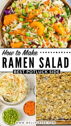 how to make ramen salad with best potluck side in the middle and on top