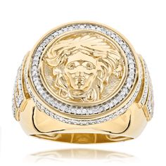 Item Code: 204037_white_10&#44 Mens Diamond Pinky Rings, Diamond Jewerly, Diamond Rings For Men, Mens Versace, Medusa Ring, Gold Anniversary Bands, Mens Pinky Ring, Gold Pinky Ring, Versace Style