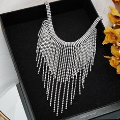 Rhinestone necklace-Luxury Full Long Tassel Choker Necklace for Women Rhinestone Jewelry Bohemian Geometric Crystal Statement Necklace Collar type: Necklace style: Women's,Simplicity sculpt: Geometric type Suitable for gift giving occasions: Wedding, Tourism Commemoration, Staff Welfare Style: Classic Shape\pattern: Geometric Production No: JXJL0185021022 Product category: Collar ornament Popular element: Rhinestone, tassel, geometry Packing: Independent packaging Origin: Mainland China Occasion: Party Necklace Type: Chains Necklaces Model Number:3256805074008952 Party Rhinestone Dangle Necklace With Bling, Party Dangle Rhinestone Necklace With Bling, Party Bling Dangle Rhinestone Necklace, Party Long Rhinestone Necklace With Adjustable Chain, Party Necklaces With Adjustable Crystal Chain, Elegant Dangle Crystal Necklaces For Parties, Party-style Long Rhinestone Necklace With Adjustable Chain, Elegant Rhinestone Dangle Necklace With Chain, Glamorous Rhinestone Dangle Necklace For Parties